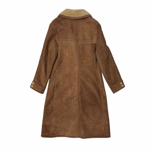 Vintage 70s Shearling California Spring Lamb Coat Double Breasted Sheepskin Tan - Picture 3 of 10